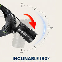 Tête inclinable de la lampe frontale LAMPORA, orientable vers le bas