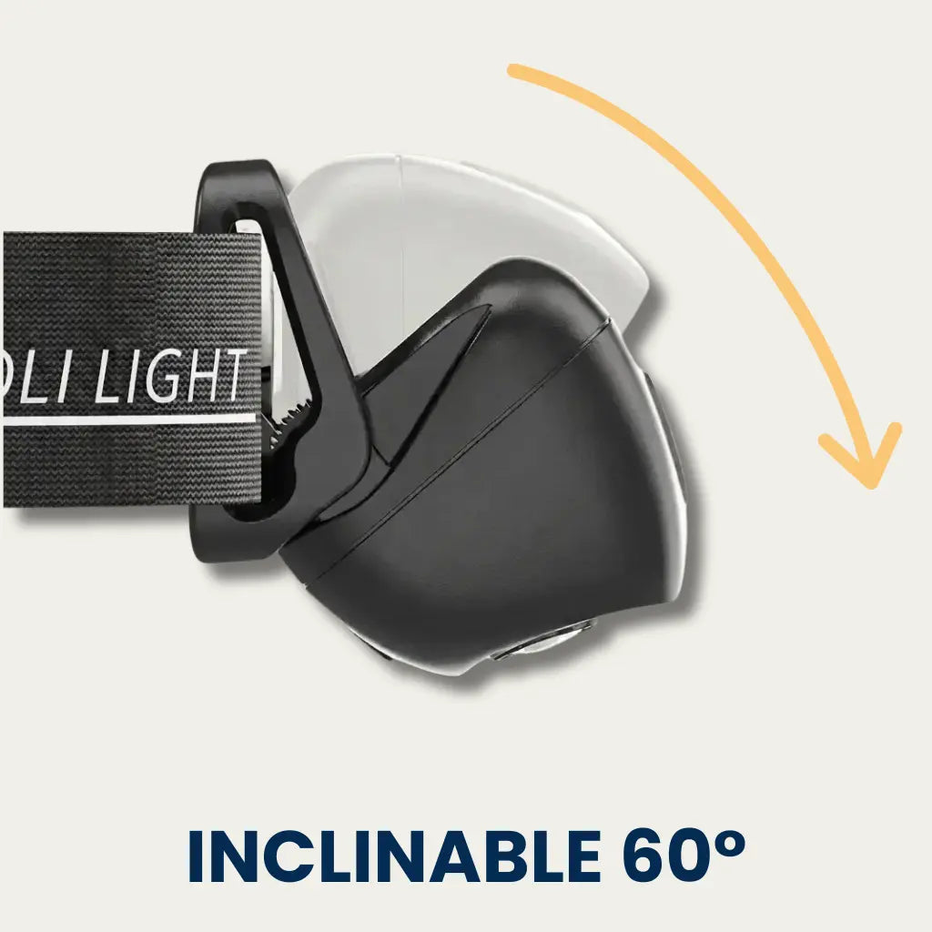 Tête inclinable de la lampe frontale à détecteur de mouvement LAMPORA, orientable vers le bas